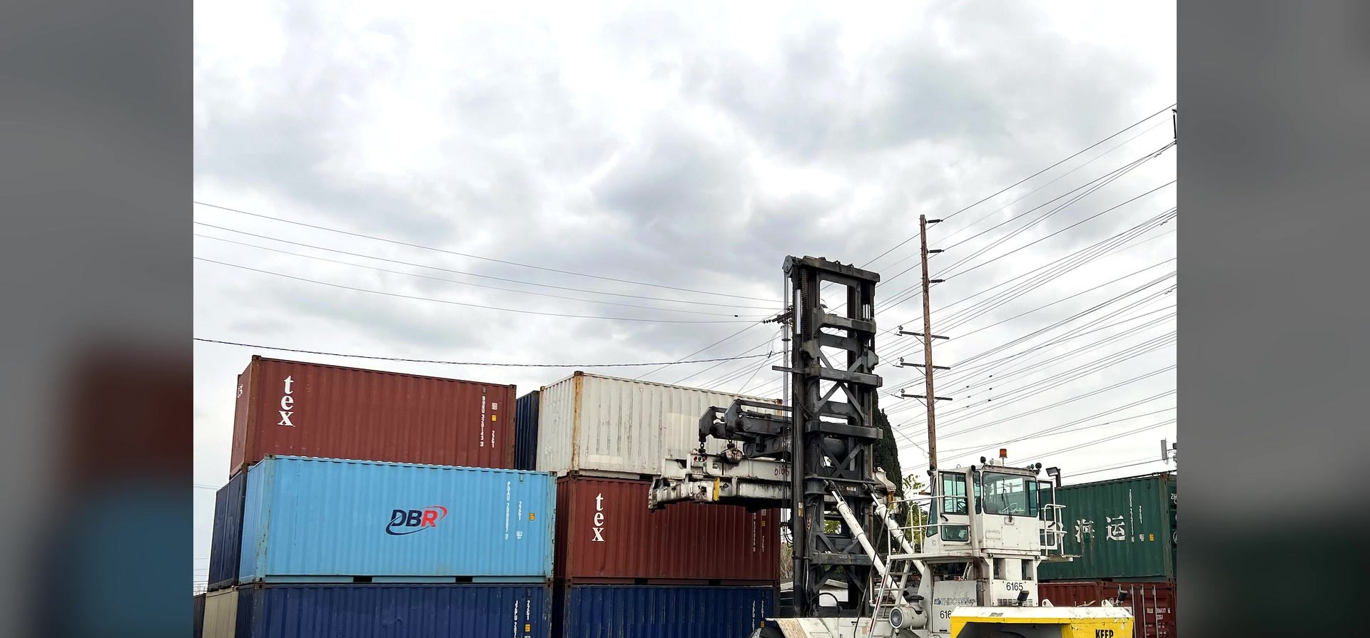 Stacked containers in storage yard
